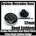 Brabus Mercedes Benz Black Chrome Silver 57mm Hood Badge Emblem Bonnet Metal Black Class W E S C CLK SLK Series