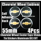 Chevrolet Chevy Wheel Center Caps Emblems Tin Stickers Aluminum 55mm DIE CUT 3D 4Pcs Set