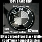 BMW e36 Carbon Fiber Black White Hood Trunk Emblem 330xi 328xi 325xi 323i New 82mm 2Pins
