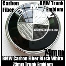 BMW 128i Carbon Fiber Black White Trunk Emblem 74mm Roundel Badge 2008-2009