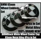 BMW Black White Curve 3D Wheel Center Caps Stickers 65mm Aluminum Alloy 4 Pieces in Set
