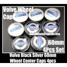 Volvo 60mm Black Chrome Silver Blue Wheel Center Emblems Caps Roundels 4Pcs C30 C70 S40 S60 S70 S80 S90 V70 XC60 XC90 XC90