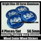 Junction Produce Sky Blue 56.5mm Wheel Center Caps Emblems Stickers 4Pcs Set Aluminum Alloy