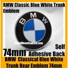 BMW Classic Blue White 74mm Trunk Emblems Badge Roundel Boot Self Adhesive Back Stickers Aluminium Alloy