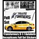 Transformers 9-1-1 Autobots Decepticons Full Set Police Cop 1865 Stickers Logo Badges Auto Car