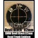 BMW e61 Full Devil Black 82mm Hood Trunk Emblems Badge Roundel Bonnet Boot M5 550i 545i 540i 530i 525i Aluminium Alloy 2Pins