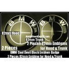 BMW Full Devil Black 82mm Hood Trunk Emblems Bonnet Boot Roundels Badges 2Pcs Set 2Pins