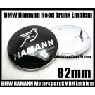 BMW Hamann 82mm Black Silver Hood Trunk Bonnet Boot Emblem Badge Chrome Motorsport GMBH 2Pins