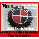 BMW Devil Red Black Carbon Fiber 74mm Trunk Emblems Boot  Badges Roundels 2Pins