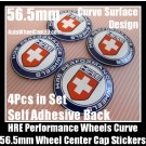 HRE Performance 56.5mm Wheels Center Cap Emblem Curve Stickers Blue White Aluminum Alloy 4Pcs Set