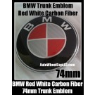 BMW Devil Red White Carbon Fiber Trunk Emblem 74mm Roundel Badge 2Pins Boot
