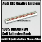 Audi Quattro Rear Trunk Red Chrome Silver Emblem Badge 3.0T 2.0T A3 A4 A5 A6 A7 A8 Q3 Q5 Q7 TT A4L A6L
