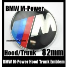BMW M-Power  Hood Trunk Emblem Badge 82mm 2Pins Blue Red Stripes Metal Alloy M3 M5 M6 ///M