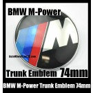 BMW M-Power  Trunk Emblem Badge 74mm 2Pins Blue Red Stripes Metal Alloy M3 M5 M6 ///M