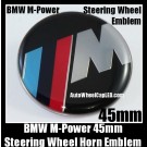 BMW M-Power Steering Wheel Horn Emblem Roundel 45mm Blue Red Stripes M3 M5 M6 ///M