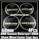 BMW Hamann Motorsport GMBH Blue Red Bird 68mm Wheel Center Hubs Caps Roundels 4Pcs Emblems Badges Aluminium Alloy