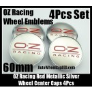 OZ Racing Wheel Center Caps Emblems 60mm Red with Metallic Chrome Silver 4Pcs Set