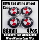 BMW Devil Red White Wheel Center Hubs Caps 68mm 4Pcs Roundels Emblems Badges Aluminium Alloy