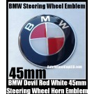 BMW Devil Red White Steering Wheel Horn Emblem Badge Roundel 45mm