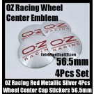 OZ Racing Wheel Center Caps 56.5mm Red with Metallic Chrome Silver Emblems Stickers 4Pcs Set