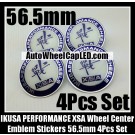 XSA IKUSAPERFORMANCE Japan Wheels Center Caps 56.5mm Emblems Stickers 4Pcs Set Blue White Chrome Silver