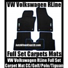 VW Volkswagen RLine Black Blue Edge Full Set Carpets Mats Fibertech CC Golf Polo Tiguan High Grade Professional