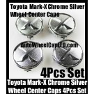 Toyota Mark X Reiz Chrome Silver Wheel Center Caps Emblems 4Pcs Set TRD