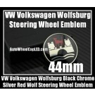 VW Volkswagen Wolfsburg Black Chrome Silver Red Wolf 44mm Steering Wheel Horn Emblem