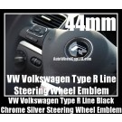 VW Volkswagen Type R Line Black Chrome Silver 44mm Steering Wheel Horn Emblem