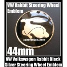 VW Volkswagen Rabbit Black Chrome Silver 44mm Steering Wheel Horn Emblem