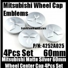 Mitsubishi Wheel Center Caps Matte Chrome Silver 60mm 4Pcs Set 4252A025 LANCER GALANT ECLIPS OUTLANDER MONTERO