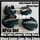 BMW Mini John Cooper Works 55mm Wheel Center Caps Emblems Alloy Clubman S PN 3613-1171069 4Pcs Set