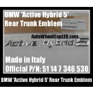 BMW 'Active Hybrid 5' Chrome Silver Emblems Letters Rear Trunk Badges Stickers ActiveHybrid P/N 51 14 7 346 530 51147346530