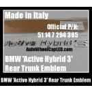 BMW 'Active Hybrid 3' Chrome Silver Emblems Letters Rear Trunk Badges Stickers ActiveHybrid P/N 51 14 7 294 365 51147294365