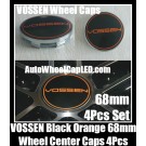 VOSSEN 68mm Devil Black Orange Chrome Silver Wheel Center Caps Emblems Badges Roundels 4Pcs