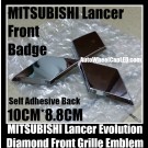 Mitsubishi Lancer Evolution Front Grille Badge Diamond Emblem Chrome Silver Hood Bonnet