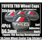 Toyota TRD Motor Sport Wheel Center Caps Stickers 62.3mm Racing Development 4Pcs Set Reiz Camry Mark X White Red Stripes Metal Black
