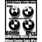 BMW Black White Wheel Center Hubs Caps 60mm 4Pcs Roundels Emblems Badges Curve Metal Aluminium