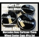 Carlsson Mercedes Benz Devil Black Chrome Silver Wheel Center Caps 75mm Hubs Emblems Badges CLK ML GL SL CL E C S Class 4Pcs