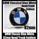 BMW Classic Blue White 82mm Hood Trunk Emblems Badge Roundel Bonnet Boot Aluminium Alloy 2Pins