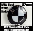BMW Classic Black White 82mm Hood Trunk Emblems Badge Roundel Bonnet Boot Aluminium Alloy 2Pins