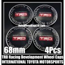 Toyota TRD Racing Development 68mm Black Wheel Center Caps International Motorsports Roundels 4Pcs Emblems Badges Aluminium Alloy