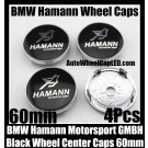 BMW Hamann Motorsport GMBH Black Silver Bird 60mm Wheel Center Hubs Caps Roundels 4Pcs Emblems Badges Aluminium Alloy