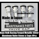 Rays Volk Racing Forged Metallic Silver Aluminum Tire Valve Stems Caps Japan Wheels Rims Work Japan 4Pcs Set