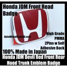 Honda JDM Devil Red Front Rear Hood Trunk Bonnet Boot Emblem Badge Japan Civic SI Accord Odyssey Cite CRV Spirior Typer H 2Pins Sticker