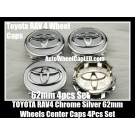 Toyota RAV4 Chrome Silver 62mm Wheel Center Emblems Caps Hubs Roundels 4Pcs