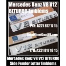 Mercedes Benz V8 V12 BITURBO Sides Fenders Letters Emblems Badges A 221 817 17 15 18 AMG GL GLK SL ML Class Silver