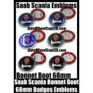 Saab Scania Black Blue 68mm Hood Trunk Emblems Badge Roundel Bonnet Boot Aluminium 93 9-3 9-5 900 9000 9-3X 9-7X