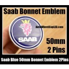 Saab Black Blue 50mm Hood Emblems Badges Roundel Bonnet Aluminium 93 9-3 9-5 900 9000 9-3X 9-7X