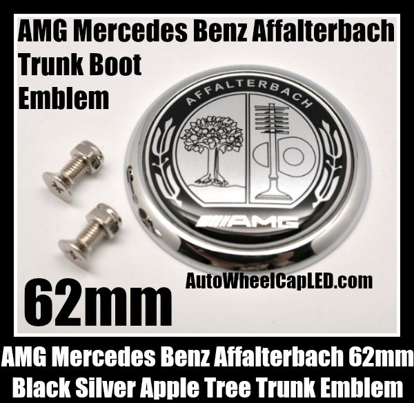 AMG Mercedes Benz Affalterbach Chrome Silver Apple Tree 62mm Rear Trunk Boot Badge Emblem Metal Class W E S C CLK SLK Series
